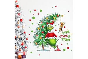 Yovkky Merry Christmas Wall Decals Stickers, Xmas Tree Max Dog 2026 New Year Bedroom Decor Home Kitchen Decorations, Winter Holiday Red Green Polka Dots Farmhouse Living Room Art Kids Boys Girls Gift