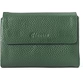 DAMAIKE Bifold Wallet for Women Genuine Leather, [Large Capacity] [Magnetic Closure] Female Ladies Wallet Card Holder with ID Window, Zipper Coin Pockets (Army Green)