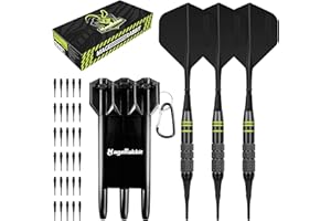 MageRabbit Darts Soft Tip 3Pack 18g with Gift Carrying Case-Copper Barrels with Integrated Dart Flights and 24pcs Plastic Tip,Professional Darts Plastic Tip Set for Electronic Dartboard