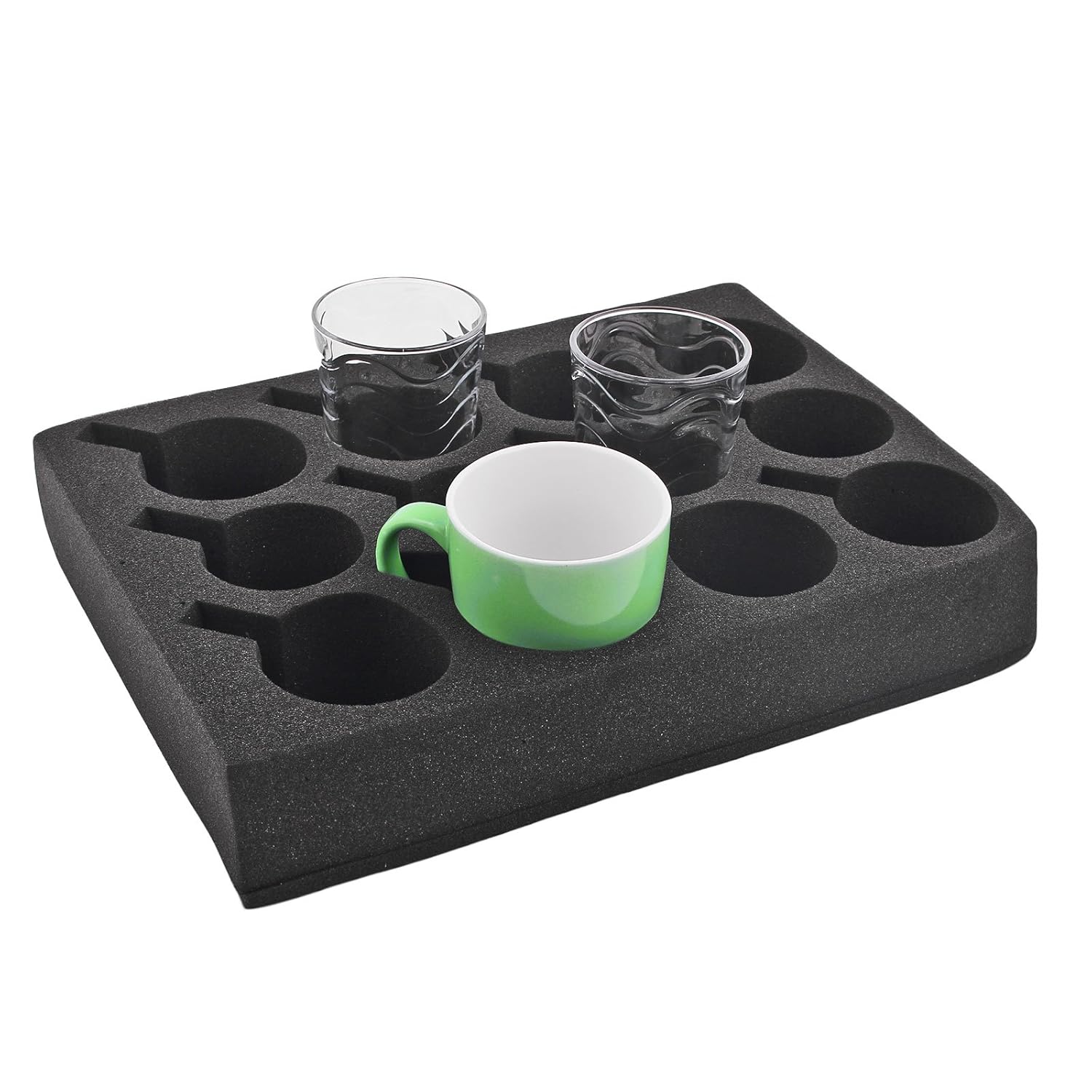 Cup holder, glass holder, 12 pack, black, special foam, 330 x 245 x 60