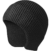 TUVATU Winter Beanie with Ear Flaps, Warm Knit Hat for Men Women, Knit Cap with Earflaps for Cold Weather