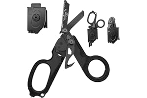 X.I. PRODUCTS 6 in 1 Multifunctional Trauma Shears Foldable with Strap Cutter | Carbon Black (Carbon Black)