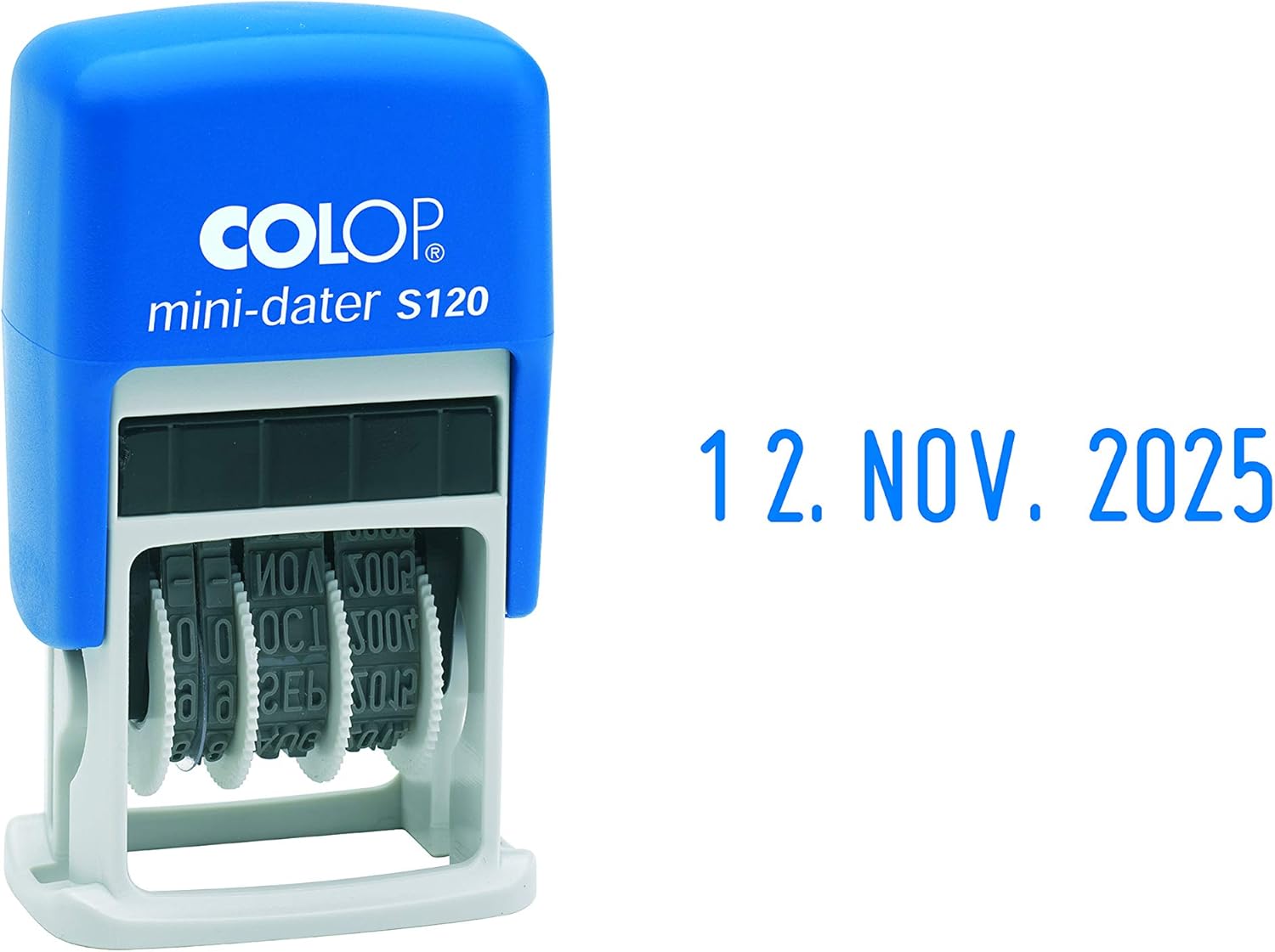 COLOP 104778 Mini Dater S 120 Date in German Imprint in Folding Box Blue, 6 x 5 x 2 cm