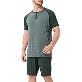 DAVID ARCHY Men's Pajamas Set Summer Cooling Loungewear Ultra-Soft Pjs Ligtweight Short Sleeves Shirts and Shorts Sleep Sets