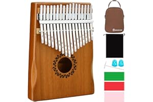 Kalimba Thumb Piano 17 Keys RANMING Mbira Finger Piano Kalimba Gifts for Adults Kids Beginners With Portable Handbag and Tune Hammer Thumb Pianos Finger Harp (Mahogany-Hand Rest)