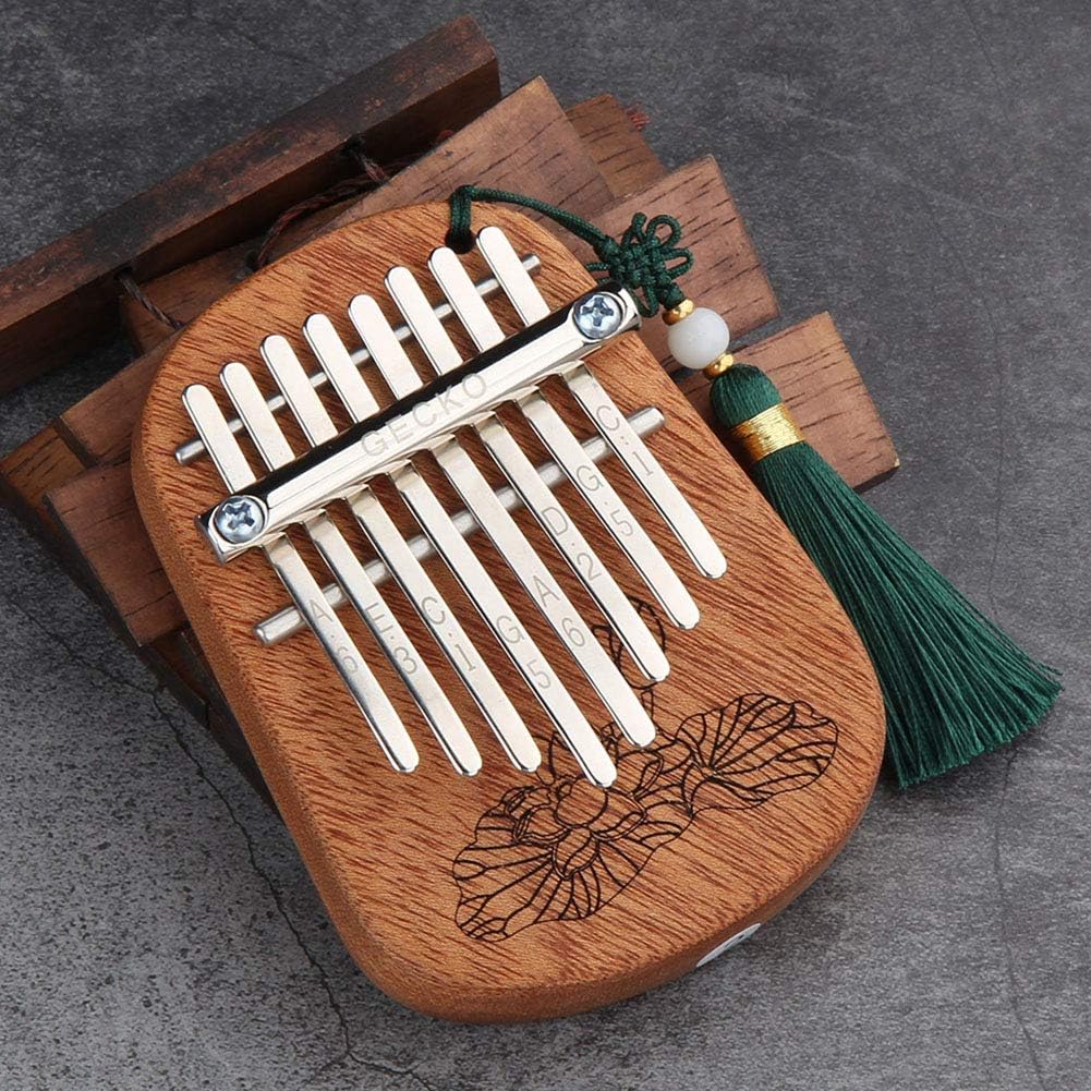 szkn 8 Keys Finger Kalimba Thumb Piano Portable Beginners Keyboard Marimba Wood Musical Instrument Peach core [K-8CM]