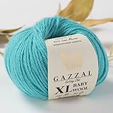 3 Pack (Ball) Gazzal Baby Wool XL Total 5.28 Oz / 328 Yrds, Each Ball 1.76 Oz (50g) / 109 Yrds (100m) Super Soft, Medium-Worsted Yarn, 40% Lana Merino 20% Cashmere Type Polyamide, Blue - 832