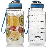 HotFun 32oz Water Bottle, BPA Free Water Bottle with Motivational Time Marker Reminder Leak-Proof 1L Drinking Bottle Tritan S
