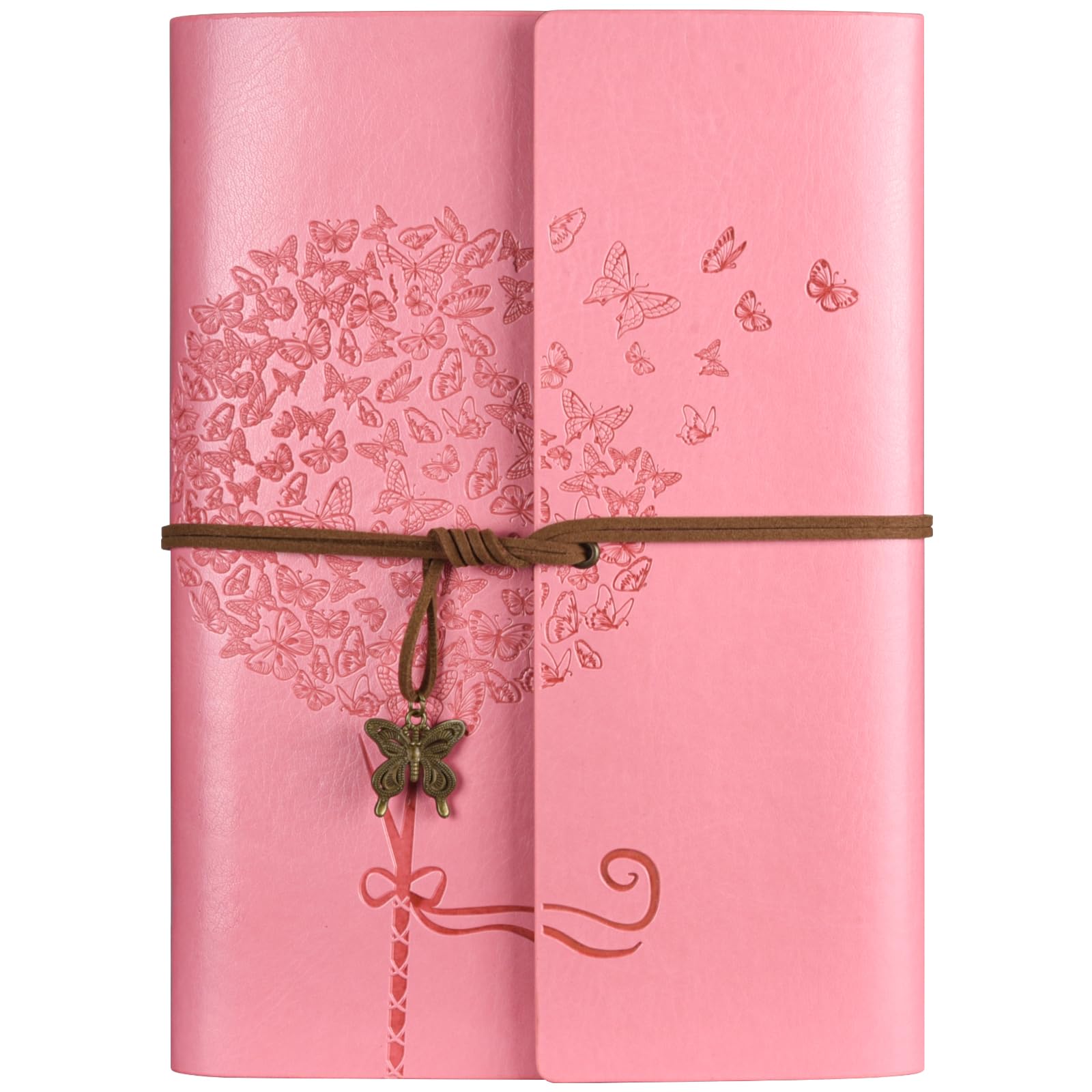 Photo 1 of OMEYA Leather Journal Notebook, Refillable Writing Journal Diary Planner, Gifts For Women,Men, Girls, Sister, Friends (Pink, A5-9.3''×6.3'')