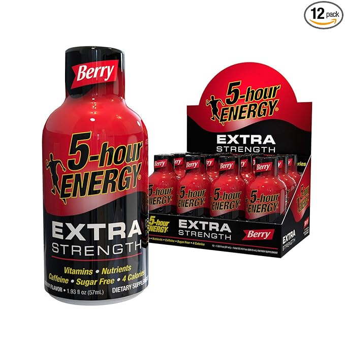 Amazon Com 5 Hour Energy Shot Extra Strength Berry 1 93 Oz 12 Count Energy Shot Sports Nutrition Endurance And Energy Shots Grocery Gourmet Food