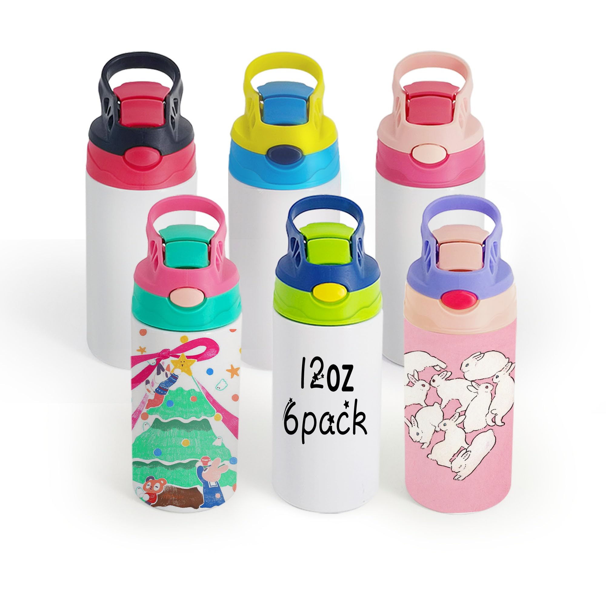 Photo 1 of *** Missing 2 Cups***

Lilsofee 6 Pack 12 OZ Sublimation Straw Sippy Cup Blank Tumblers Double Wall Vacuum Insulated Mixed Color Thermoses Stainless Steel Water Bottles for School