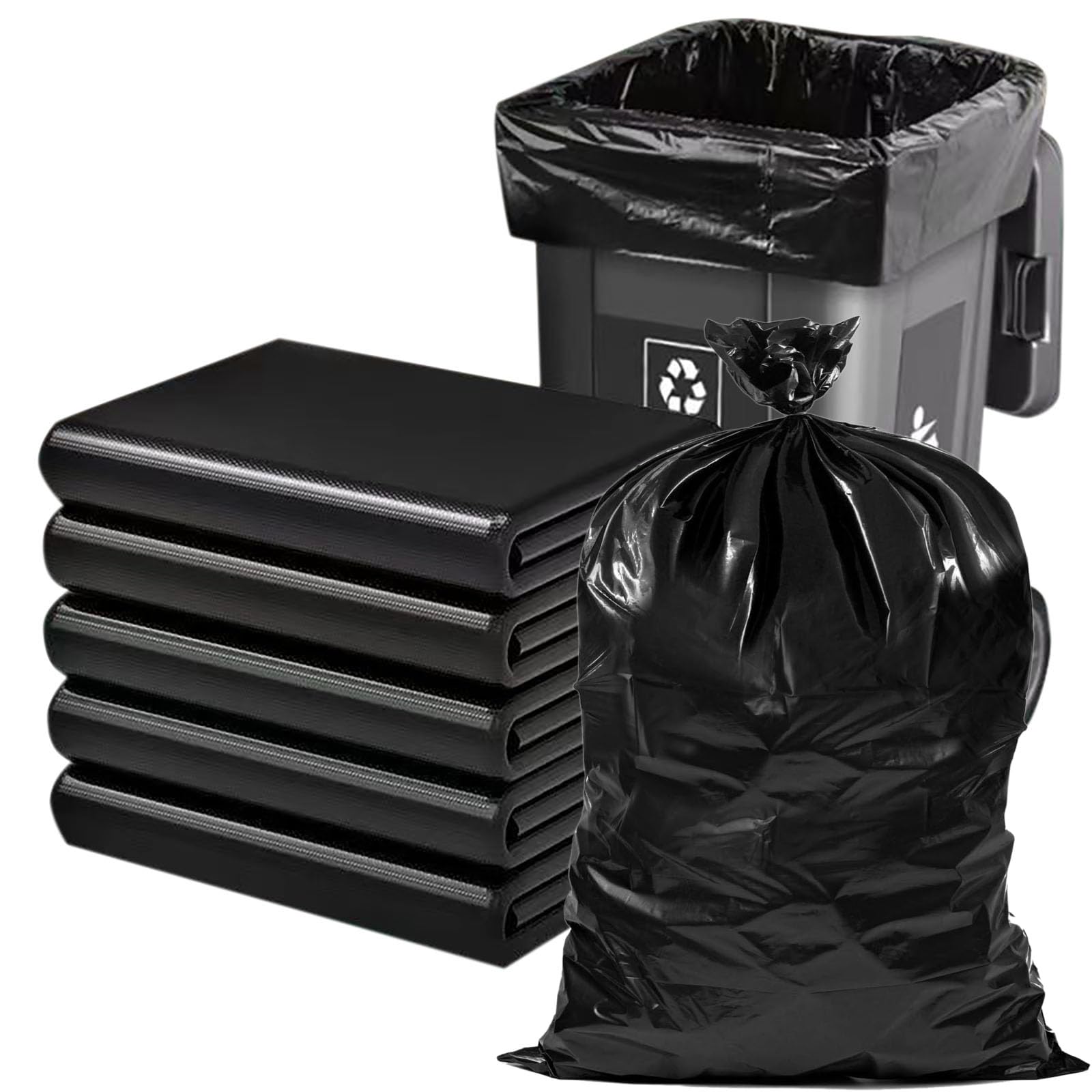 Photo 1 of 65 Gallon Trash Bags 1.8 Mil -50''x55'' Pack of 50 Thick Large Heavy Duty Multi-Use Garbage Bags Extra Large Strong Trash Can Liners for Office, Picnic,Kitchen, Bulk Bags (65 Gallon 50 Count)