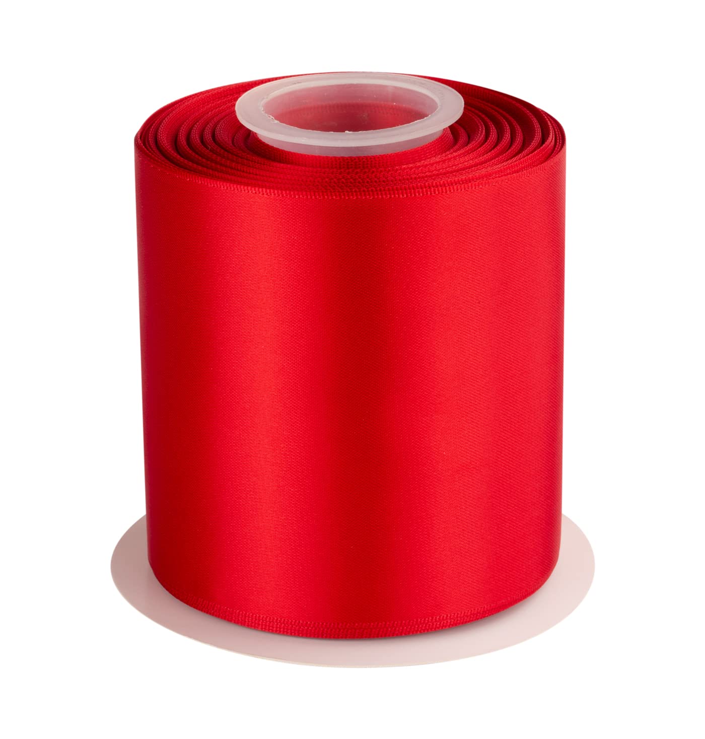 Double Faced Satin Ribbon, 100mm X 22M, Solid Polyester Craft Ribbon, Perfect for Gift Wrapping, Crafts, Wedding Party Ceremony Decoration, Floral Arrangement, Sewing (Red) — image 1