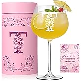 Physkoa Personalized Initial Wine Glass for Women - 20 oz Stemmed Monogrammed Glass, Customized Engraved Gift for Mom, Wife, Friend, Her - Birthday, Mother’s Day, Wine Lover Gift