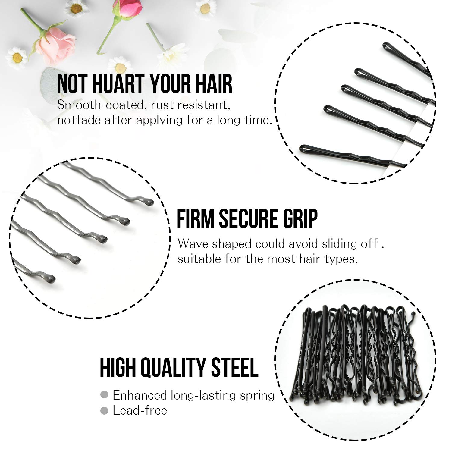 240 Pieces Bobby Pins, Hair Clip High-Grade Hair Clips Metal Hairpin Set for Girls, Women (black) : Beauty