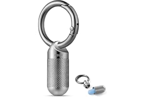 TISUR Titanium Keychain Pill Holder Small Metal Pill Case, Pill Organizer Portable Waterproof Pill Container, Travel Pill Bottle Box for Purse (Tiny-0.39inch)