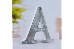 WOODOUNAI 6 Inch Wood Letters Unfinished Rustic Wood Letters for Wall Decor Decorative Standing Letters Slices Sign Board Decoration for Craft Home Party Projects (A)