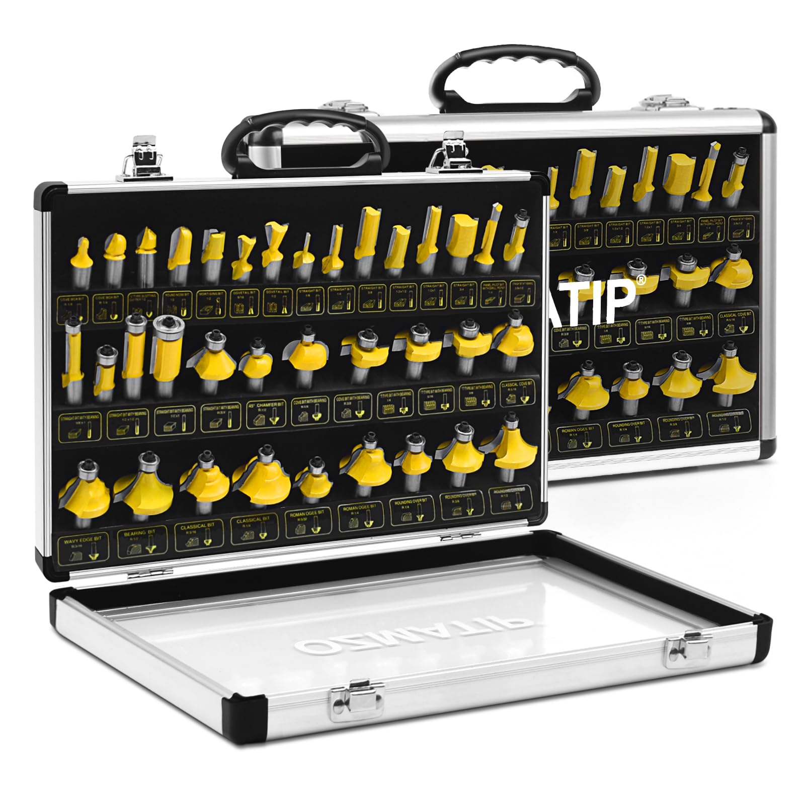 Photo 1 of Ozmatip Router Bit Set ,Tungsten Carbide Router Bits Set 1/2 Shank,35 Piece Router Bit Kit for DIY, Woodworking Project,American Router Bit Set with Premium Aluminum Carry Storage Case