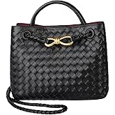 Eiyye Woven Tote Bag for Women Leather Handbag Handwoven Top Handle Purse Shoulder Crossbody Bag for Everyday Work Travel