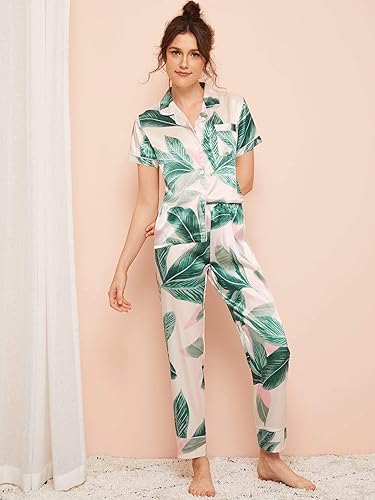 Womens Pajama Pants Button Down Short Pajama Set Milumia Women's - Main Image