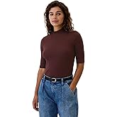GAP Women's Short Sleeve Elbow Length Mock Neck