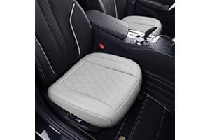 TTMiku Car Seat Covers Light Gray, 2-Pack Leather Front Car Seat Cover Bottom, Waterproof Bottom Seat Cover Front Seats Only, Universal Fit Most Vehicles, SUV, Sedan