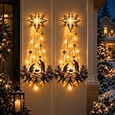 Lighted Nativity Wall Decor with Bethlehem Star, Warm LED Lights,2 Set | LED Christmas Wall Hanging with Holy Family Scene and Warm Lights for Home