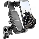 Delobon Motorcycle Phone Mount with Safety Lock, One-Hand Operation Bike Phone Holder for Electric Scooter/ATV/Bicycle Handlebar, for iPhone Samsung 4.7–7.0 in Smartphones
