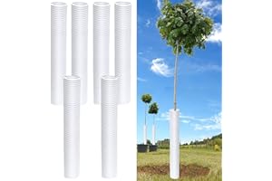 DredQcco Corrugated Tree Guards, 6Pcs Tree Trunk Protectors Guard Tube Wraps to Protect Bark 15.7-Inch Long, 2-Inch Diameter, Tree Saplings Plants Protectors from, Mowers,Trimmers… (White)