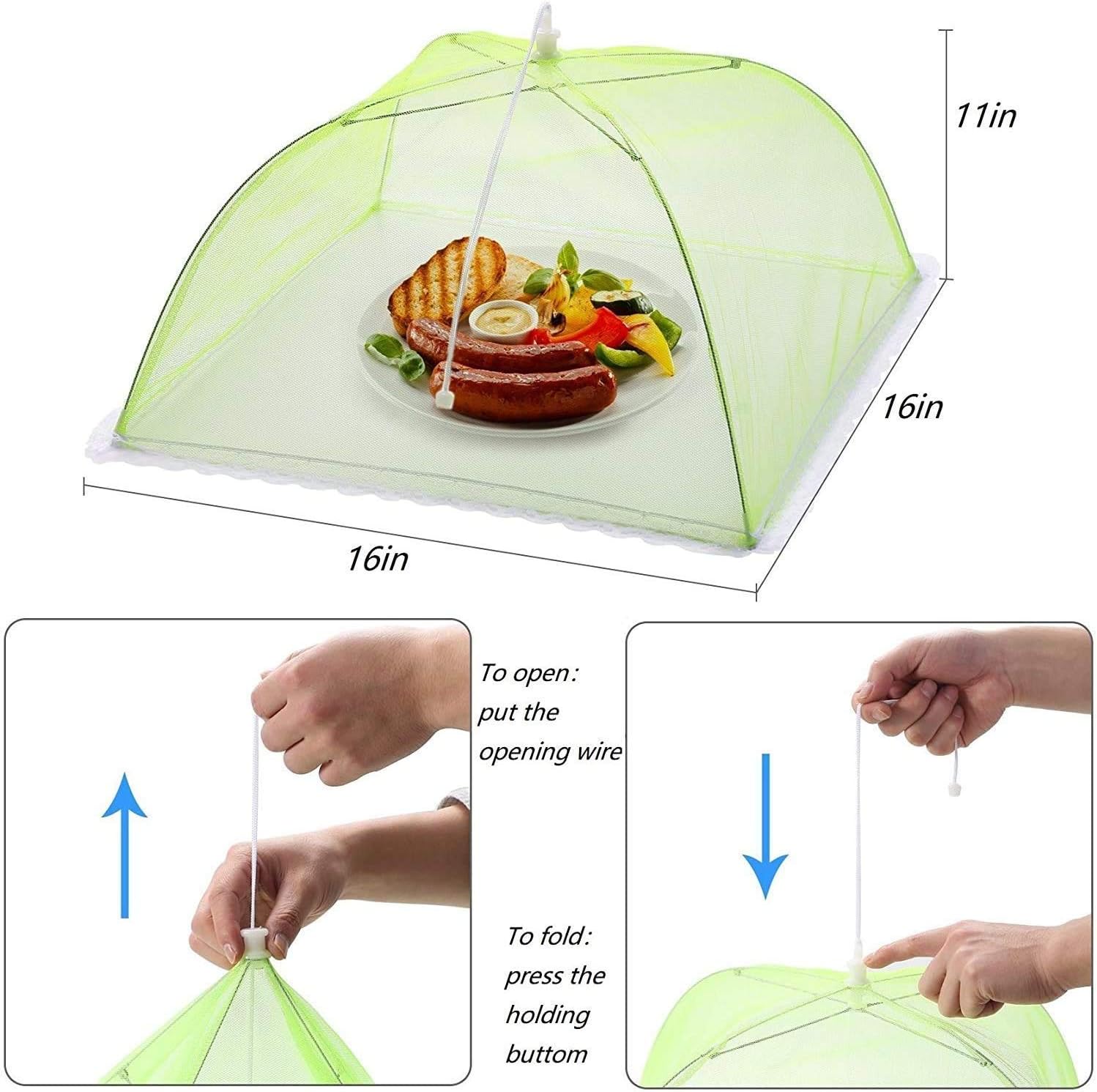 Cymax 4 Pack Large and Strong Pop Up Mesh Screen Food Cover Tent,Reusable and Collapsible Outdoor Food Cover,Food Protector Tent Keep Out Flies - Image 4