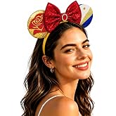 Bolonar Mouse Ears Headband for Women Rose Princess with Beads Sequin Ears | Headband for Princess Costume, Halloween Party