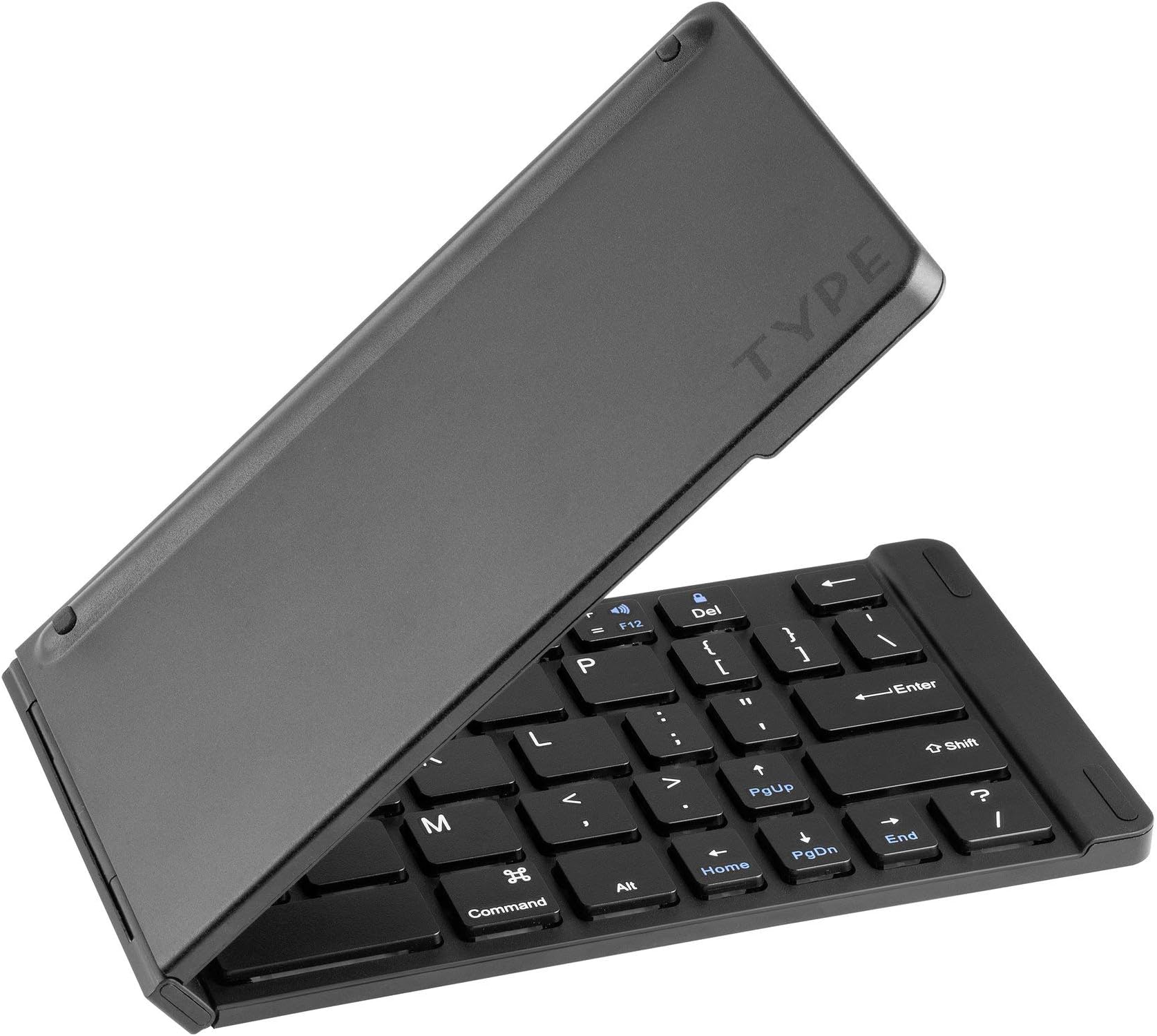 TYPE Wireless Keyboard (Matte Black )- Foldable, Pocket Size, Bluetooth, For Smart Phones and Tablets, 60 days of battery on standby and 2-3 weeks of battery power while in continuous use, Aluminum.