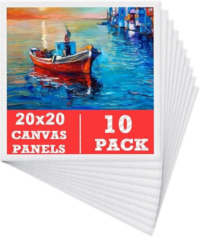 MOKANI 10 Packs Canvas for Painting 20x20 cm 8x8 Blank Panels
