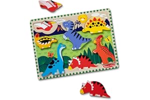 Melissa & Doug Dinosaur Wooden Chunky Puzzle (7 pcs) - FSC Certified