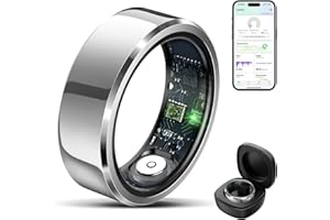TIMTURBO Smart Ring Health Tracker for Men Women with Charging Case, Waterproof Fitness Ring, Bluetooth Connected Health Ring, Activity Tracker Records Steps Distance Calories, Compatible with Android & iOS