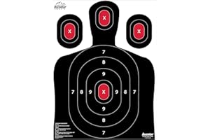 Ascentor Silhouette Shooting Target - Large Size 18 x 24 - Multiple Aiming Zones - Black