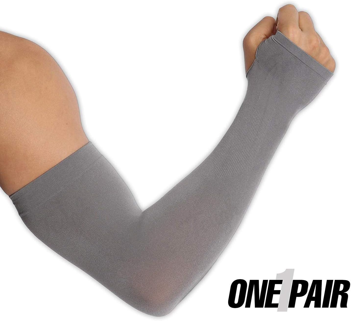 UV Sun Protection Cooling Arm Sleeves - UPF 50 Compression Sleeves with Hand Cover / Shield for Men & Women for Basketball, Running, Cycling, Golf & Baseball - Skin Cancer Foundation Recommended