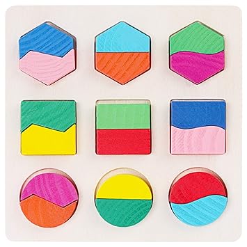 Casey Brand New Montessori Wooden Geometric Shape Matching Educational Building Blocks Set, Magnetic Puzzle Birthday Gift Toys for Boys and Girls( Series 2)