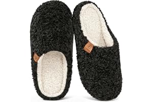 EverFoams Women's Warm Shearling Memory Foam Indoor Slippers Anti-Slip Lightweight Breathable Winter House Shoes