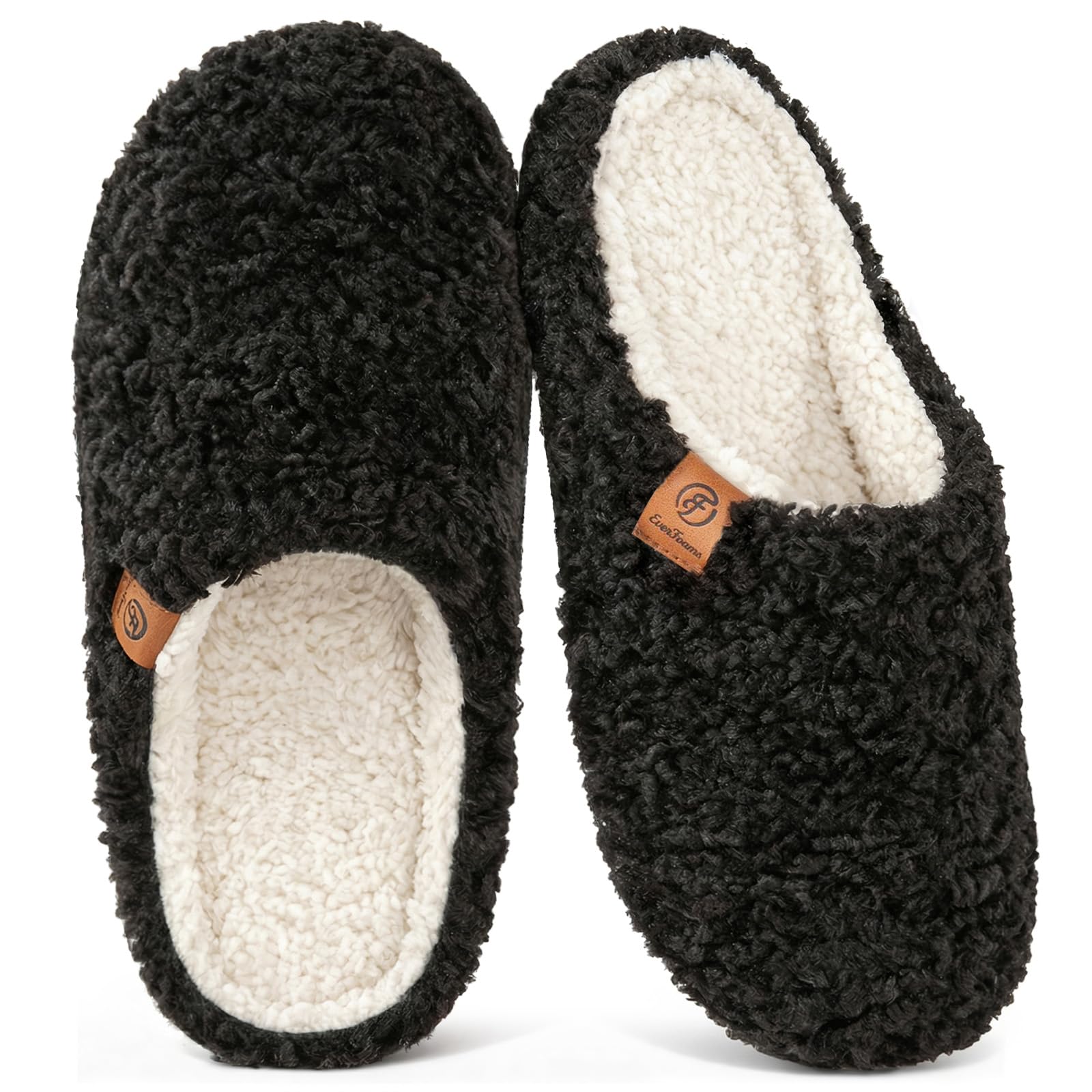 EverFoams Women's Fuzzy Slip-on Slippers Soft Comfy Memory Foam Indoor ...