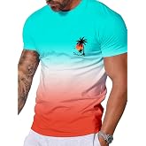 TECHNORAMA GII Mens Graphic T-Shirts Short Sleeve Casual Tees | Crew Neck,Vintage Gradient,Summer Beach,Sunset Palm Tree,Bold Lion