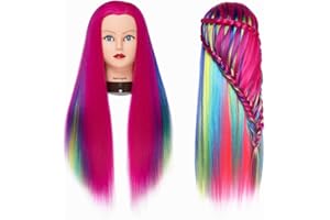 Hairingrid 26"-28" Mannequin Head Hair Styling Training Head Manikin Cosmetology Doll Head Synthetic Fiber Hair and Free Clamp Holder (R71919W0320)