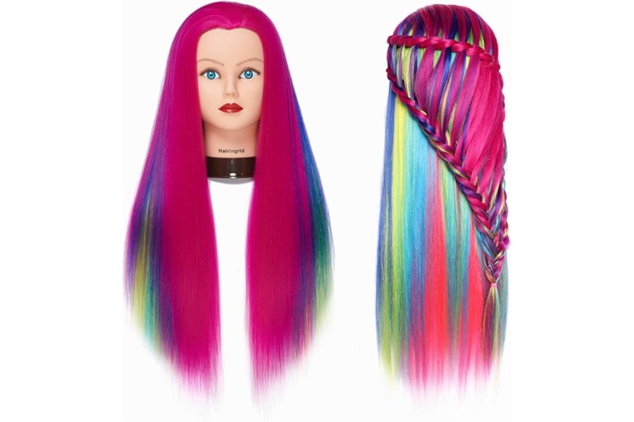 Hairingrid 26″-28″ Mannequin Head Hair Styling Training Head Manikin Cosmetology Doll Head Synthetic Fiber Hair and Free Clamp Holder (R71919W0320)