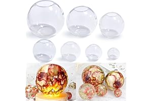 RESINWORLD Set of 4, 3", 2.5", 2", 1.7", 1.3", 0.9" Clear Silicone Sphere Molds, Large 3D Seamless Sphere Silicone Molds for Resin Casting, Round Ball Orbs Epoxy Resin Mold for Jewelry, Soap, Candle