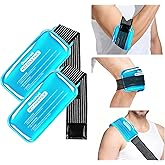 Ice Packs for Injuries Reusable, 2 Packs Hot & Cold Gel Ice Packs with Adjustable Strap, Alleviate Joint and Muscle Pain, Flexible Therapy on Shoulder, Knee, Arms, Legs Medium 10"x5" (Blue)