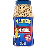 PLANTERS Dry Roasted Peanuts, 16 oz. Resealable Plastic Jar | Peanuts with Sea Salt | Peanut Snacks | Shareable Snacks…