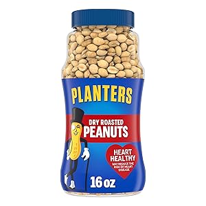 PLANTERS Dry Roasted Peanuts, 16 oz. Resealable Plastic Jar | Peanuts with Sea Salt | Peanut Snacks | Shareable Snacks | Heart Healthy Snacks for Adults | Great School Snack or Work Snack | Kosher