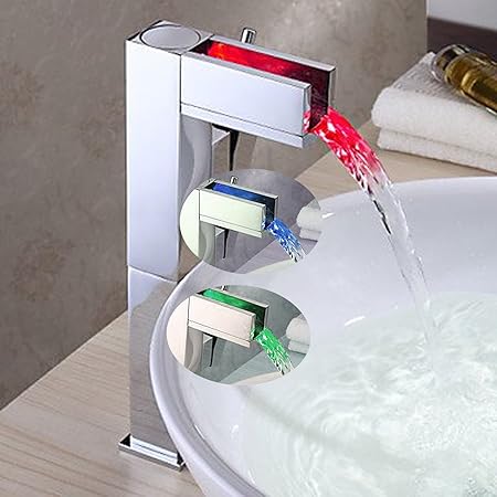 Oofay Taps Modern Bathroom Sink Faucet With Color Changing Led