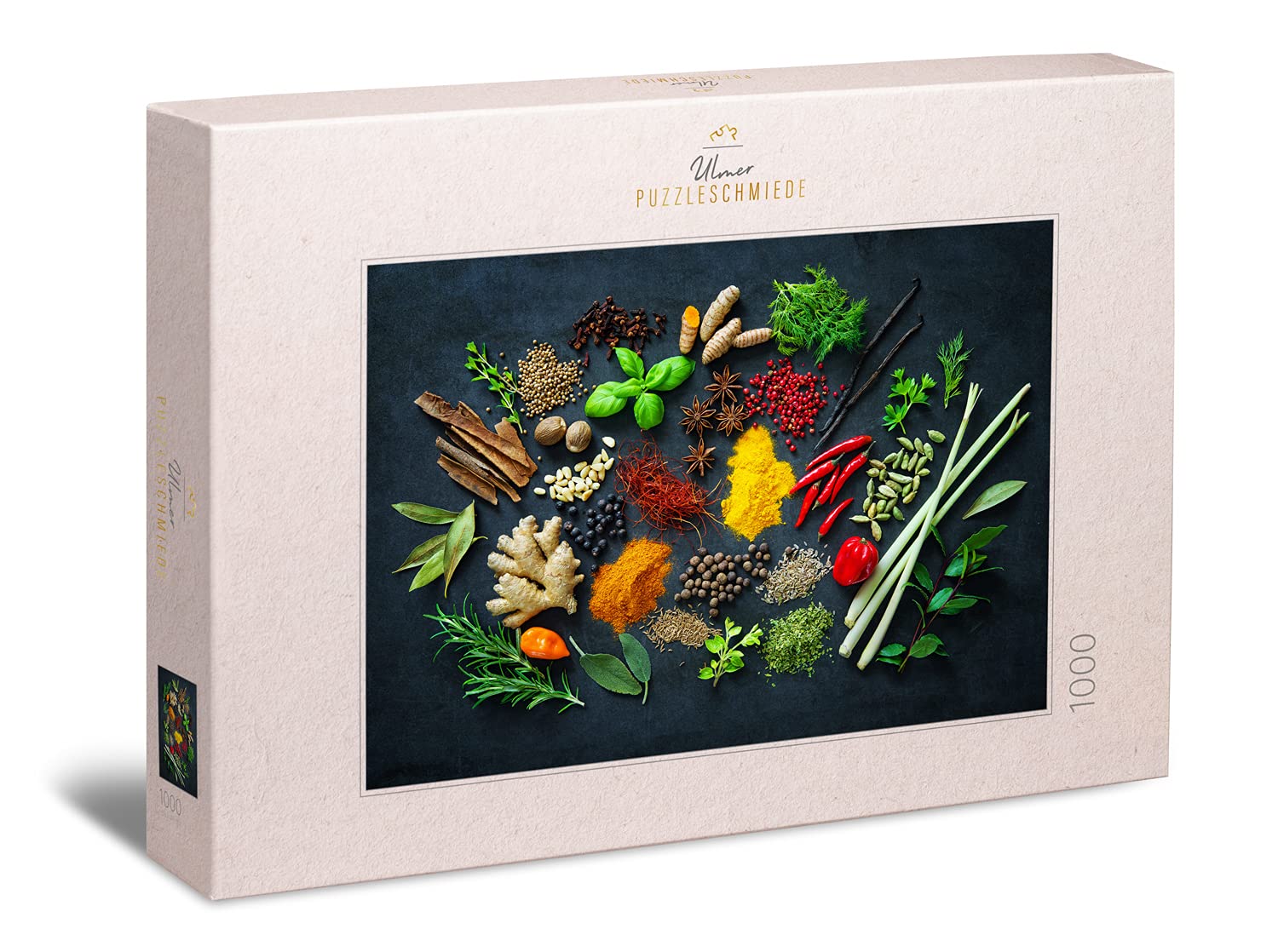Ulmer Puzzleschmiede - Puzzle "Spicy": 1000 pieces jigsaw puzzle - Modern motif on kitchen, food, herbs and spices