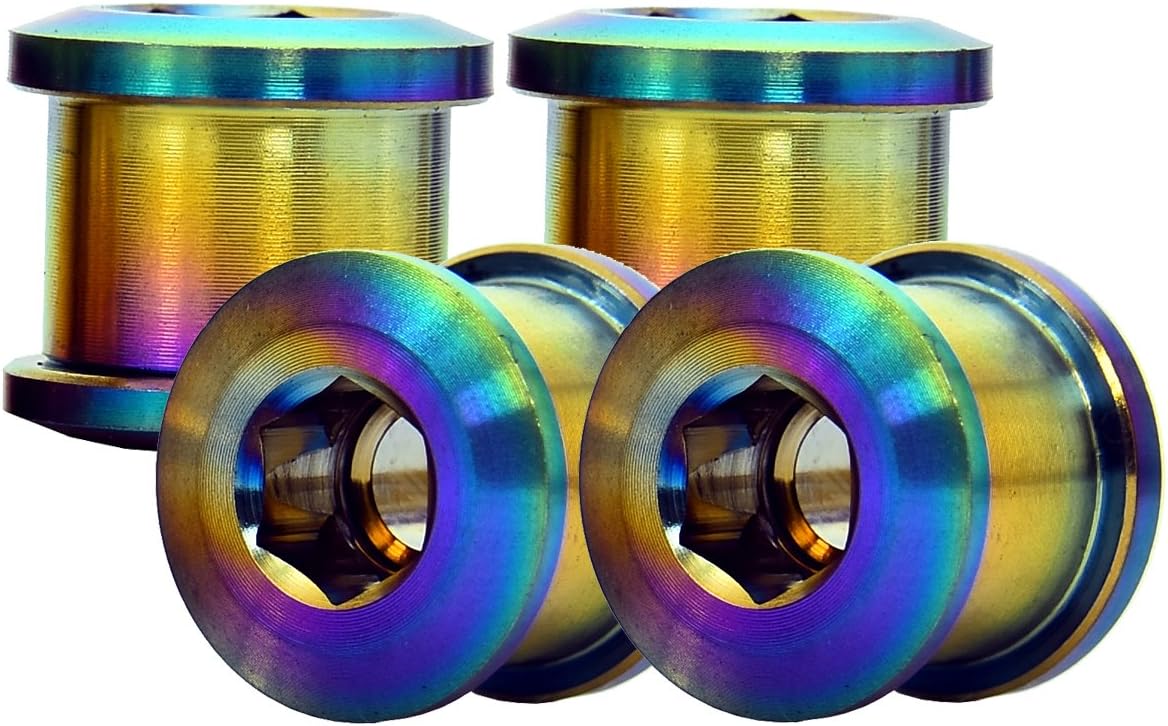 MCTi Mountain MTB Bike Chain Rings Titanium Bolts Screw for Sram Shimano FSA Rotor 6.5mm 4 Pairs Packed Colorful